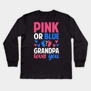 Pink or blue Grandpa loves you Kids Long Sleeve T-Shirt
